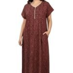 Stylish Cotton Nighty for Women | Floral Printed Night Gown for Women with Pocket | Maxi Nighty, Comfortable Sleepwear for Daily Use