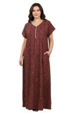 Stylish Cotton Nighty for Women | Floral Printed Night Gown for Women with Pocket | Maxi Nighty, Comfortable Sleepwear for Daily Use