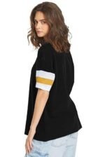 Cottoblend Half Sleeve Printed Oversized Drop Shoulder T-Shirt (Black Color) - Image 4
