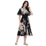 Women Cotton Flared Printed Dress - Image 4