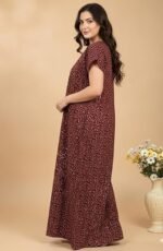 Stylish Cotton Nighty for Women | Floral Printed Night Gown for Women with Pocket | Maxi Nighty, Comfortable Sleepwear for Daily Use - Image 5