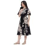 Women Cotton Flared Printed Dress - Image 3