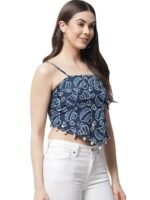 Casual Hankie Cotton Sustainable Bagru Print Crop Top for Women || Square Neck Crop Top for Women || Sleeveless Crop Top for Women || Latest Cotton Women Crop Top for Summer - Image 4