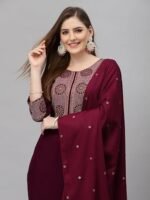 Viscose Embroidered Kurta And Pant Set With Dupatta, Kurta Set