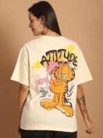 Cotton Oversized Baggy Fit Drop Shoulder Latest Aesthetic & Cool Graphic Printed Half Sleeve Tshirt for Women |Casual Loose Korean T-Shirt - Image 3