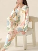 Women's Cotton Pajama Set with Top & Pants - Image 3