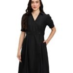 Women's Fit & Flare Wrap Dress (Midi Length | Stylish | Desk-to-Dinner)