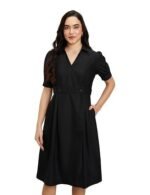 Women's Fit & Flare Wrap Dress (Midi Length | Stylish | Desk-to-Dinner)