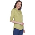 Women’s Rayon Formal Shirt | Solid Office Wear Top for Women | V-Neck Button-Down Casual & Workwear Shirt for Ladies - Image 3