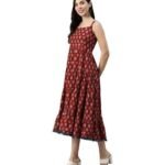 Women's Rayon Printed Knee Length Midi Dress
