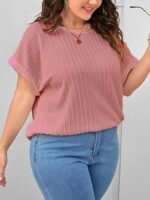 Dressy Casual Business Work Tops Summer Half Sleeve Shirts Boat Neck Jacquared Tshirts - Image 4