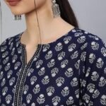 Women printed blue color kurta set