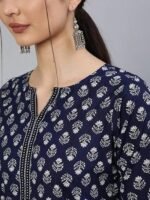 Women printed blue color kurta set
