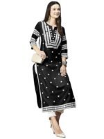 Women Black color white printed kurti set - Image 7