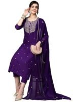 Cotton Blend Embroidered Straight Kurta with Pant & Dupatta - Image 2