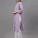 Women long kurti set | lavender color | best with white jeans