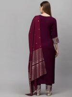 Viscose Embroidered Kurta And Pant Set With Dupatta, Kurta Set - Image 4