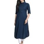 for Women Collar Pathani Style Long Rayon Kurtas for Women Ready to Wear