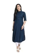 for Women Collar Pathani Style Long Rayon Kurtas for Women Ready to Wear