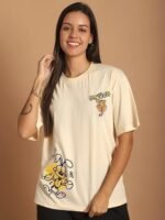 Cotton Oversized Baggy Fit Drop Shoulder Latest Aesthetic & Cool Graphic Printed Half Sleeve Tshirt for Women |Casual Loose Korean T-Shirt - Image 5