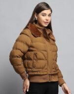 Womens Striped Lapel Collar Full Sleeve Coat - Image 4