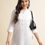 Women pure cotton white color |  short kurta