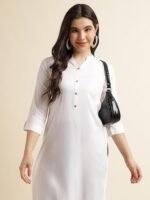 Women pure cotton white color |  short kurta