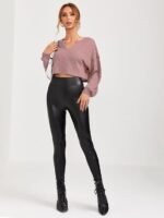 Womens Waffle Long Sleeve 2025 Fall Fashion V Neck Basics Crop Tops Slim Fitted T Shirts Going Out Crop top for Women Stylish Western Tops - Image 2