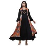 Rayon Relaxed Fit Anarkali Shrug Style Printed Embroidered Kurta