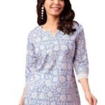 Trendy Floral Print Topper Kurti | Short Kurti with 3/4 Sleeves Â Stylish & Comfortable|| Kurta for Women