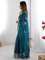 MALL Women's Multicolor Organza Embroidered Saree With Unstitched Blouse Piece (RADHA1901_RX_Parent) - Image 6