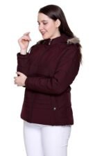 Women's Quilted Nylon Winter Jacket – Full Sleeve Hooded Puffer with Zipper Pockets - Image 4