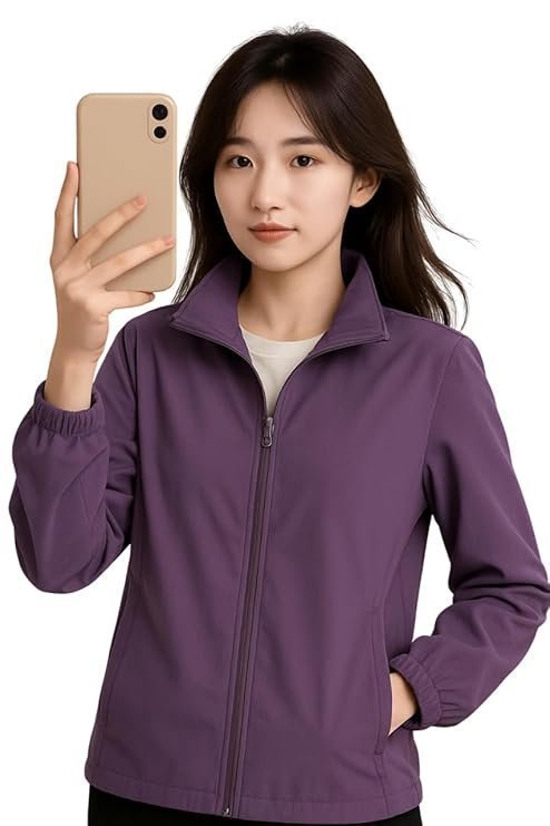 61hGN18a4XL._SY741_-1.jpg Women's Windcheater Jacket - Lightweight Polyester Zipper Closure With Side Pockets | Full Sleeve Jacket For Womens| Stylish & Water-Resistant - Image 1