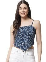 Casual Hankie Cotton Sustainable Bagru Print Crop Top for Women || Square Neck Crop Top for Women || Sleeveless Crop Top for Women || Latest Cotton Women Crop Top for Summer