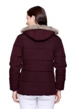 Women's Quilted Nylon Winter Jacket – Full Sleeve Hooded Puffer with Zipper Pockets - Image 6
