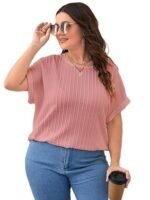 Dressy Casual Business Work Tops Summer Half Sleeve Shirts Boat Neck Jacquared Tshirts