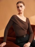 ONE Shoulder SKIMS Ultra Soft OVERFOLD Sleeveless Gathered Front Cuddle TEE for Women - Image 4