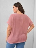 Dressy Casual Business Work Tops Summer Half Sleeve Shirts Boat Neck Jacquared Tshirts - Image 3