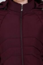 Women's Quilted Nylon Winter Jacket – Full Sleeve Hooded Puffer with Zipper Pockets - Image 3