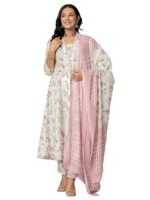 Cotton Printed Anarkali Kurta with Palazzo Pants and Dupatta