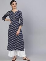Women printed blue color kurta set - Image 3