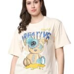 Cotton Oversized Baggy Fit Drop Shoulder Latest Aesthetic & Cool Graphic Printed Half Sleeve Tshirt for Women |Trendy Tees |Casual Loose Korean T-Shirt