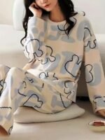 Women’s Cotton Pajama Set with Top & Pants|| Korean Night Suit|| Lightweight Printed Set || Soft & Comfy Sleepwear for Girls & Women || - Image 3