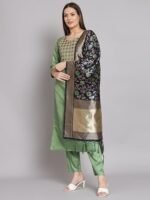 Women's Cotton Silk Blend Kurta Pant Set with Banarasi Silk Dupatta - Image 4