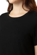 WOMEN BLACK ROUND NECK RELAX FIT LOUNGE T SHIRT - Image 5