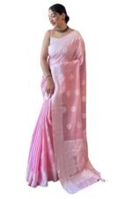 Kanjivaram Soft Cotton Linen Silk Saree With Blouse Piece