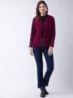 Self Design V Neck Casual Women Sweater/Cardigan for Winter (Move, Large) Women's Blended V-Neck Cardigan Sweater (PV502_Navy - Image 6