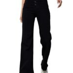 Wide-Leg High-Rise Stretchable Patch-Pocketed Denim Jeans