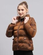 Womens Solid High Neck Full Sleeve Jacket - Image 6
