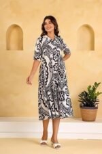 Summer Dress for Women | Short One Piece A-Line Midi Dress | Lightweight Vacation Wear & Daily Casual Outfit - Image 3
